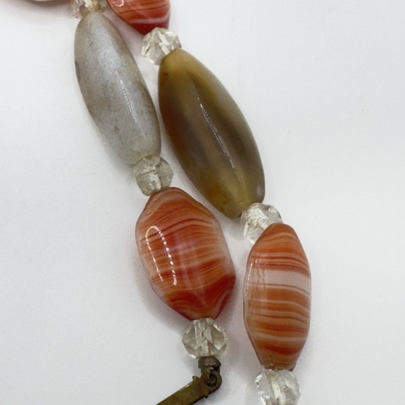 Vintage Czech Necklace Mixed Agates Semi Presious Gemstones 20" Box Clasp Begger - Picture 14 of 16